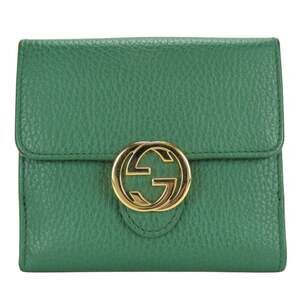 Gucci Interlocking Bifold Wallet 615525 Leather Green Outlet Women's GUCCI